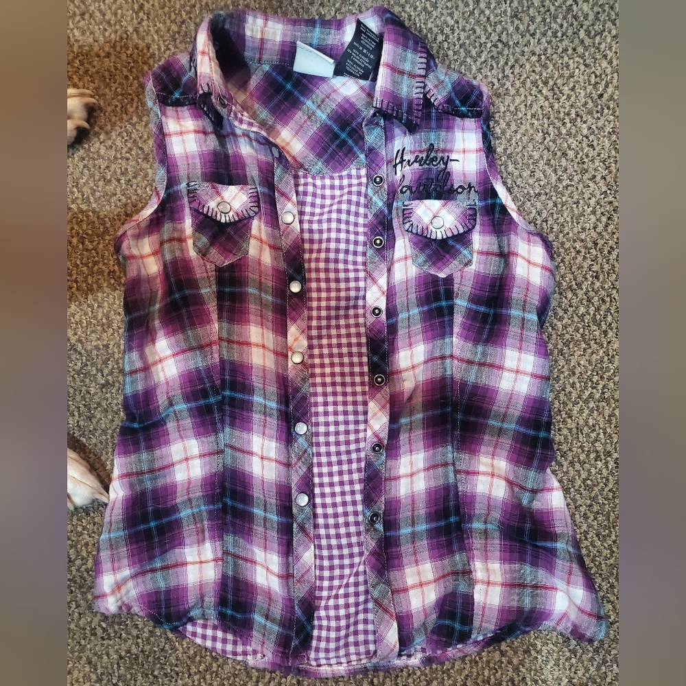 Harley Davidson button up plaid tank